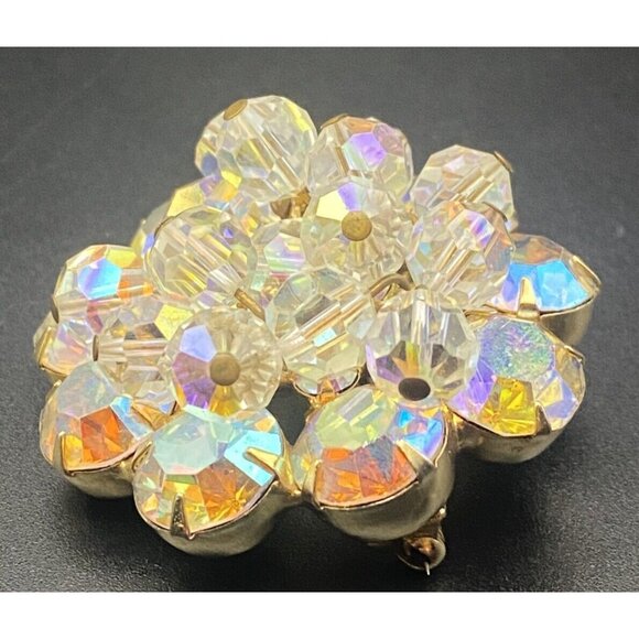 Unbranded Jewelry - Vtg Brooch Juliana Attributed Unsigned AB Crystal Cha Cha Gold Plated 1.75 Inch